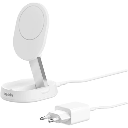 Belkin BoostCharge Pro vezeték nélküli töltőállvány Qi2-vel, átalakítható, mágneses, 15W, fehér