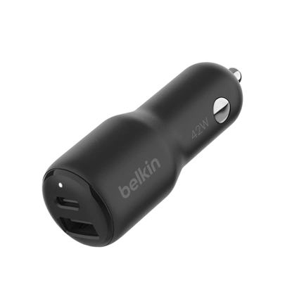 Belkin BoostCharge autós töltő, 30W-os USB-C és 12W-os USB-A port