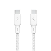 Belkin BoostCharge kábel USB-C – USB-C, fonott, 100W-os gyorstöltés, 3m, fehér