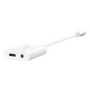 Belkin RockStar 3,5mm audio + USB-C gyorstöltés adapter, 60W, fehér