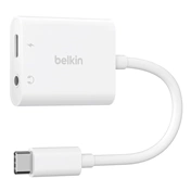 Belkin RockStar 3,5mm audio + USB-C gyorstöltés adapter, 60W, fehér