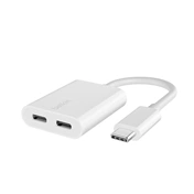 Belkin RockStar USB-C audio + gyorstöltés adapter, 60W, fehér