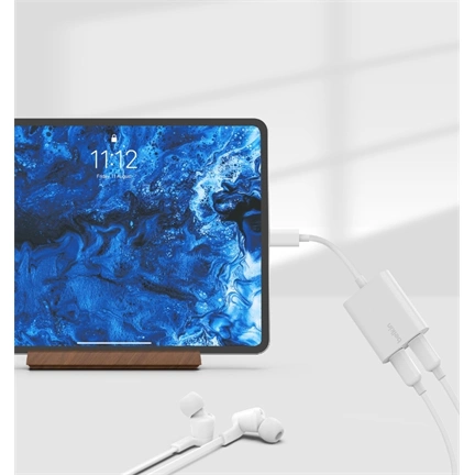 Belkin RockStar USB-C audio + gyorstöltés adapter, 60W, fehér