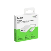 Belkin RockStar USB-C audio + gyorstöltés adapter, 60W, fehér