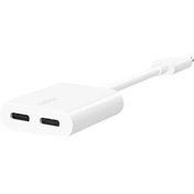 Belkin RockStar USB-C audio + gyorstöltés adapter, 60W, fehér