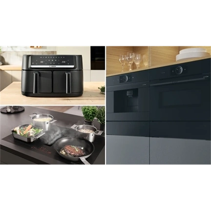 Bosch MAFD440B7 Serie 4 Két fiókos Forrólevegős sütő, 4,5L, 2500W, Fekete