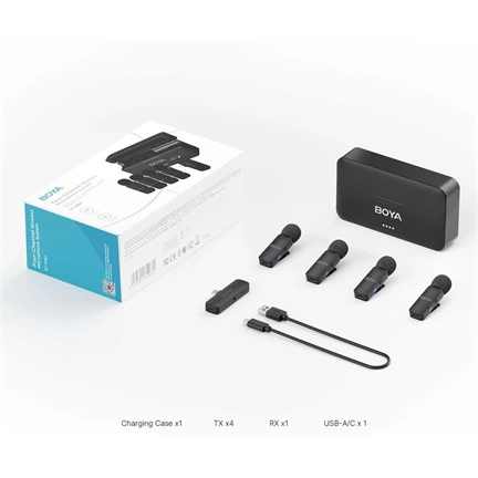 Boya BY-V4D 2,4 GHz-es, négycsatornás vezeték nélküli mikrofon Lightning csatlakozóval
