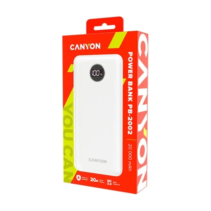 CANYON PB-2002 Power Bank 20000mAh PD/QC fehér