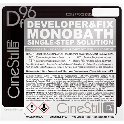 CINESTILL Df96 “Developer&Fix” Fekete-Fehér Monobath Egylépéses 1000 ml-es Oldat – Folyékony Koncentrátum