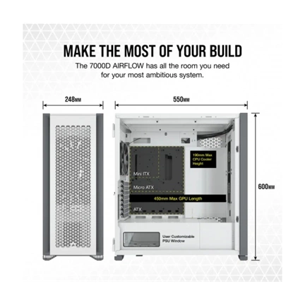 CORSAIR 7000D AIRFLOW Full Tower ATX PC Case - White