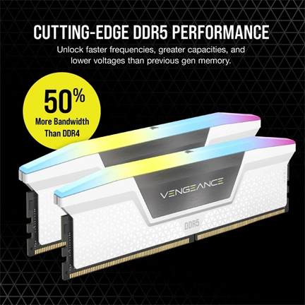 CORSAIR Vengeance RGB DDR5 5200MHz CL40 64GB Kit2 White