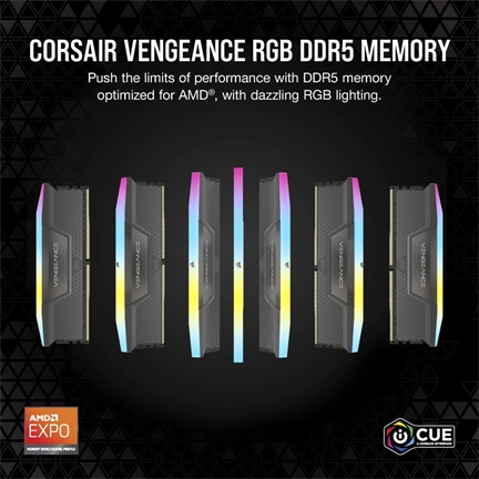 CORSAIR Vengeance RGB DDR5 6000MHz CL30 64GB Kit2 AMD Expo