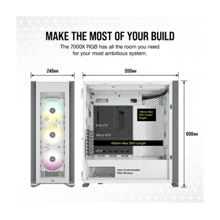 CORSAIR iCUE 7000X RGB Tempered Glass Full-Tower ATX PC Case — White