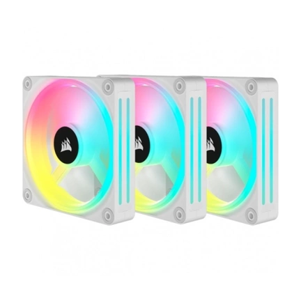 CORSAIR iCue Link QX120 RGB 120mm PWM PC Fans Starter Kit with iCue Link System Hub - White CORSAIR iCue Link QX120 RGB 120mm PWM PC Fans Starter Kit with iCue Link System Hub - White