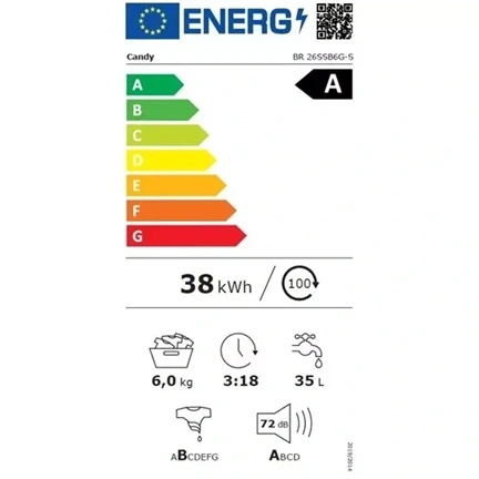 Candy BR 26SSB6G-S keskeny elöltöltős mosógép