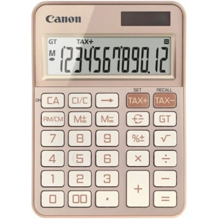 Canon KS-125KB számológép, napelemes + elemes, rózsaarany