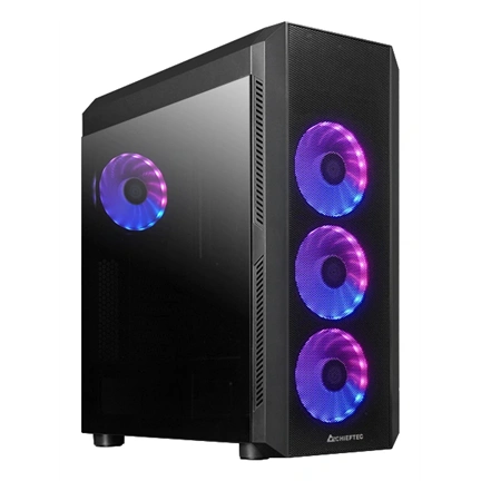 Chieftec Scorpion 4 USB-C Gen2x2 számítógépház - edzett üveg, 4db ARGB ventilátor