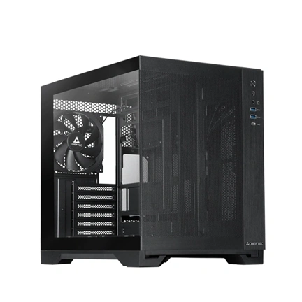 Chieftec Visio Air számítógépház - kétkamrás dizájn, edzett üveg oldallap, 3 db 140mm-es PWM ventilátor