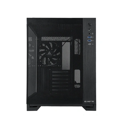 Chieftec Visio Air számítógépház - kétkamrás dizájn, edzett üveg oldallap, 3 db 140mm-es PWM ventilátor