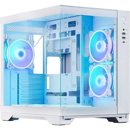 Chieftec Visio White számítógépház - kétkamrás dizájn, edzett üveg elő- és oldallap, 6 db 120mm-es ARGB ventilátor