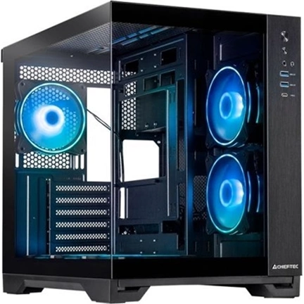Chieftec Visio számítógépház - kétkamrás dizájn, edzett üveg elő- és oldallap, 6 db 120mm-es ARGB ventilátor
