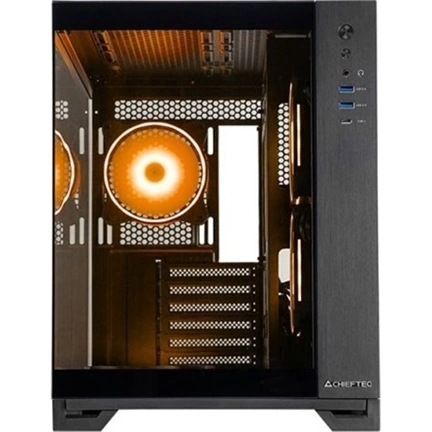 Chieftec Visio számítógépház - kétkamrás dizájn, edzett üveg elő- és oldallap, 6 db 120mm-es ARGB ventilátor