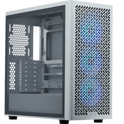 Cooler Master Elite 502 számítógépház - ATX, elöl 3db 120mm-es ARGB ventilátor, fehér