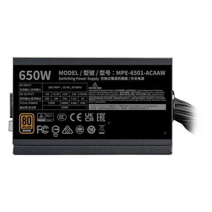 Cooler Master MWE Bronze V3 230V tápegység - 650W, ATX3.1, 80Plus Bronze