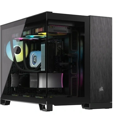 Corsair 2500X Micro ATX kétkamrás toronyház – fekete/obszidián alumínium