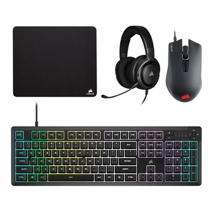 Corsair 4-in-1 gaming csomag (vezetékes billentyűzet, headset, egér, egérpad)