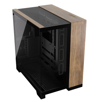 Corsair 6500X közepes méretű, kétkamrás toronyház – fekete/diófa