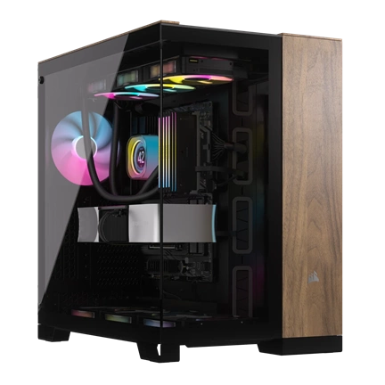 Corsair 6500X közepes méretű, kétkamrás toronyház – fekete/diófa