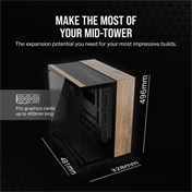 Corsair 6500X közepes méretű, kétkamrás toronyház – fekete/diófa