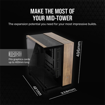Corsair 6500X közepes méretű, kétkamrás toronyház – fekete/diófa