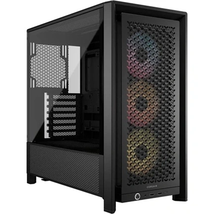 Corsair Frame 4000D RS Wood számítógépház - valódi fa előlap, E-ATX, 4db RS120 PWM ventilátor, fekete/diófa