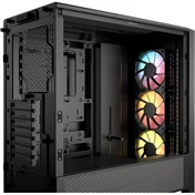 Corsair Frame 4000D RS Wood számítógépház - valódi fa előlap, E-ATX, 4db RS120 PWM ventilátor, fekete/diófa