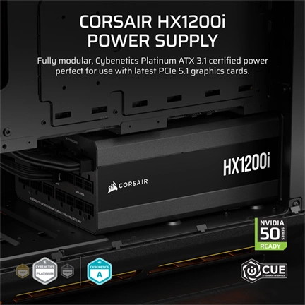 Corsair HX1200i 2025 tápegység - 1200W, moduláris, ATX3.1, PCIe5.1, 80 Plus Platinum Corsair HX1200i 2025 tápegység - 1200W, moduláris, ATX3.1, PCIe5.1, 80 Plus Platinum
