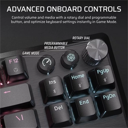 Corsair K70 Core TKL Wireless billentyűzet - RGB, mechanikus, Corsair MLX Red v2 kapcsolók, US