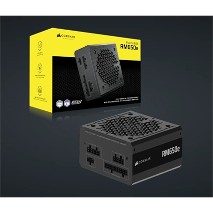 Corsair RM650e tápegység - 650W, teljesen moduláris, ATX 3.1, PCIe 5.1 támogatás, alacsony zajú