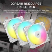Corsair RS120 ARGB – 120mm PWM ventilátor tripla csomag – fehér