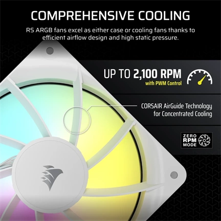 Corsair RS120 ARGB – 120mm PWM ventilátor tripla csomag – fehér