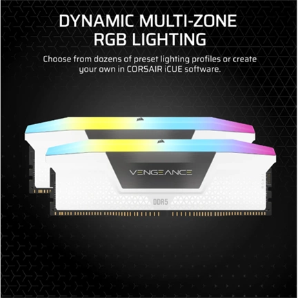 Corsair Vengence RGB DDR5 fényerősítő készlet - fehér