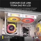 Corsair iCUE LINK Titan 240 RX LCD ARGB komplett vízhűtőrendszer - fehér