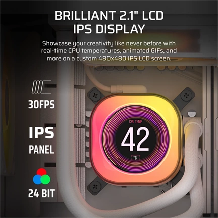 Corsair iCUE LINK Titan 240 RX LCD ARGB komplett vízhűtőrendszer - fehér
