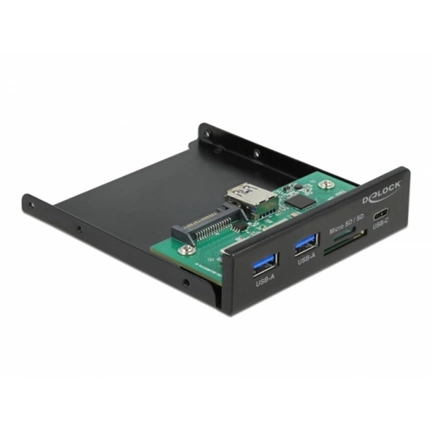 DELOCK 3.5" USB 3.2 Gen 1 Front Panel 1xUSB Type-C + 2xUSB Type-A + SD/MicroSD slot