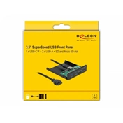 DELOCK 3.5" USB 3.2 Gen 1 Front Panel 1xUSB Type-C + 2xUSB Type-A + SD/MicroSD slot