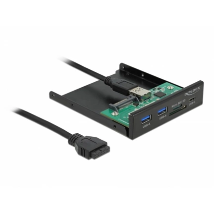 DELOCK 3.5" USB 3.2 Gen 1 Front Panel 1xUSB Type-C + 2xUSB Type-A + SD/MicroSD slot
