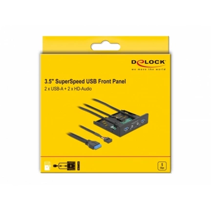 DELOCK 3.5" USB 3.2 Gen 1 Front Panel 2xUSB Type-A + HD-Audio