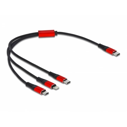 DELOCK 3in1 töltőkábel USB Type-C > Lightning / MicroUSB / USB Type-C 30cm