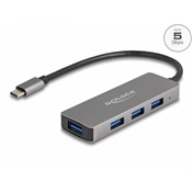 DELOCK 4 USB Type-A 3.2 Gen 1 portos hub USB Type-C csatlakozóval, portok oldalt